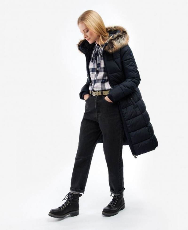 Dark Blue Women Barbour Rosoman Quilted Jacket | US-6381ZFYWA