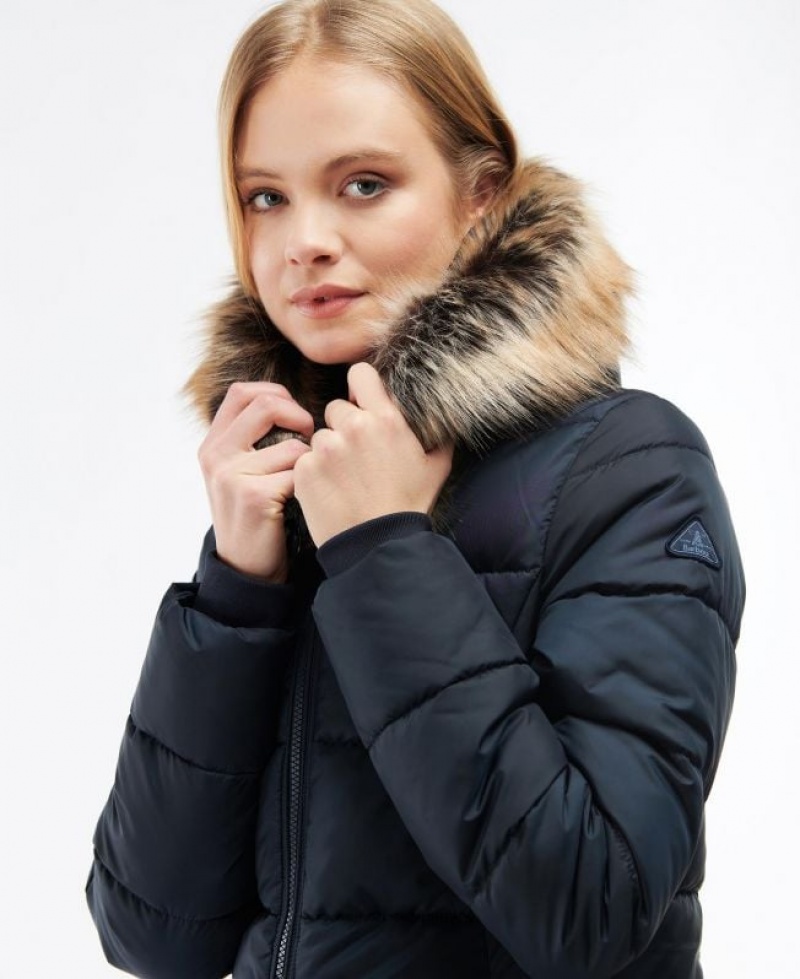 Dark Blue Women Barbour Rosoman Quilted Jacket | US-6381ZFYWA