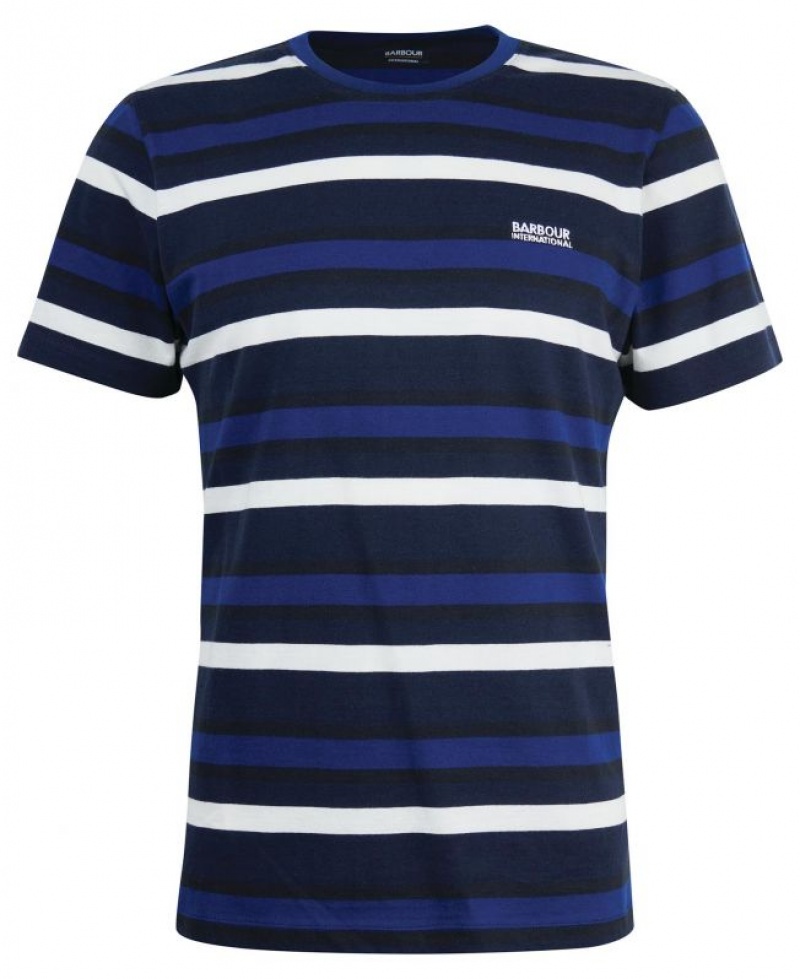 Dark Blue / White / Black Men Barbour International Gauge T-Shirts | US-6285SGDBK