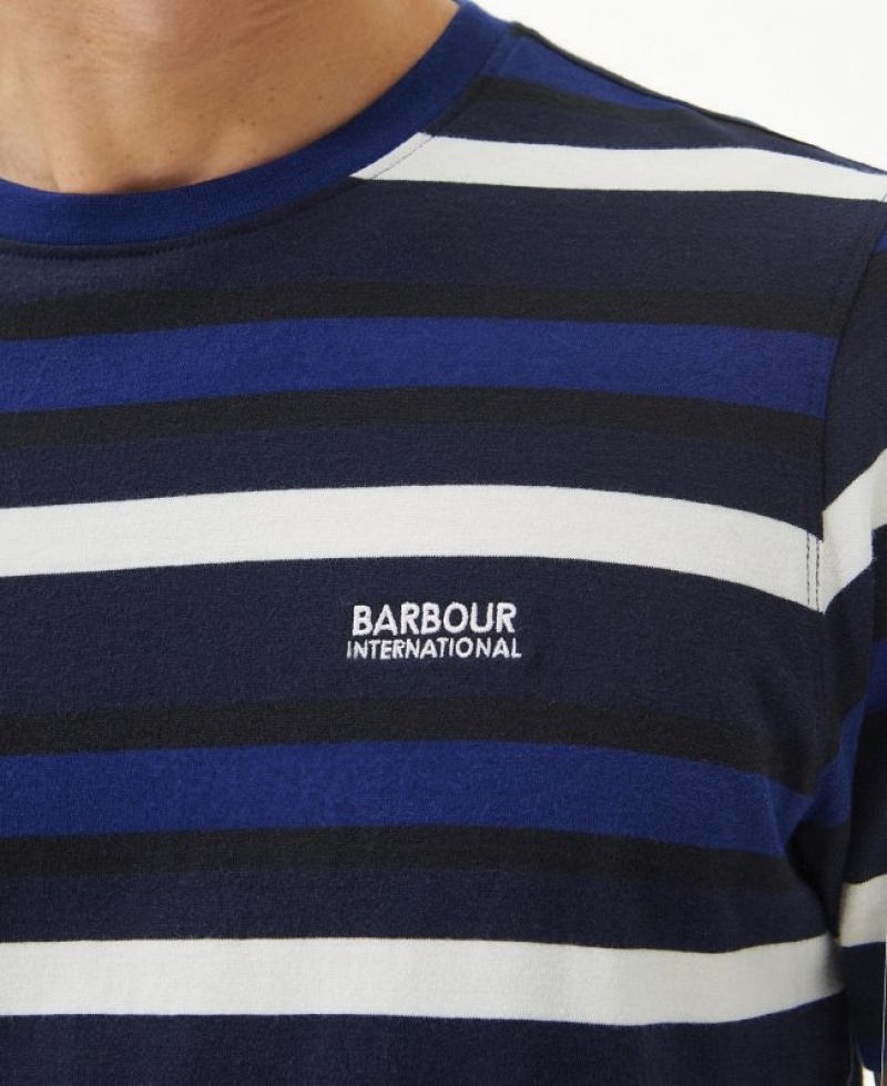 Dark Blue / White / Black Men Barbour International Gauge T-Shirts | US-6285SGDBK