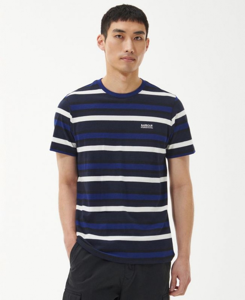 Dark Blue / White / Black Men Barbour International Gauge T-Shirts | US-6285SGDBK