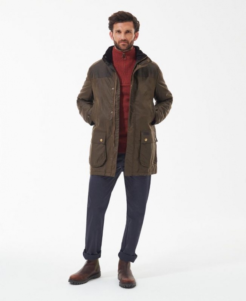 Dark Brown Men Barbour Alston Waxed Jacket | US-2068ZNPGM