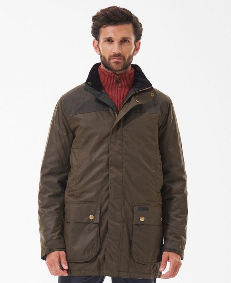 Dark Brown Men Barbour Alston Waxed Jacket | US-2068ZNPGM