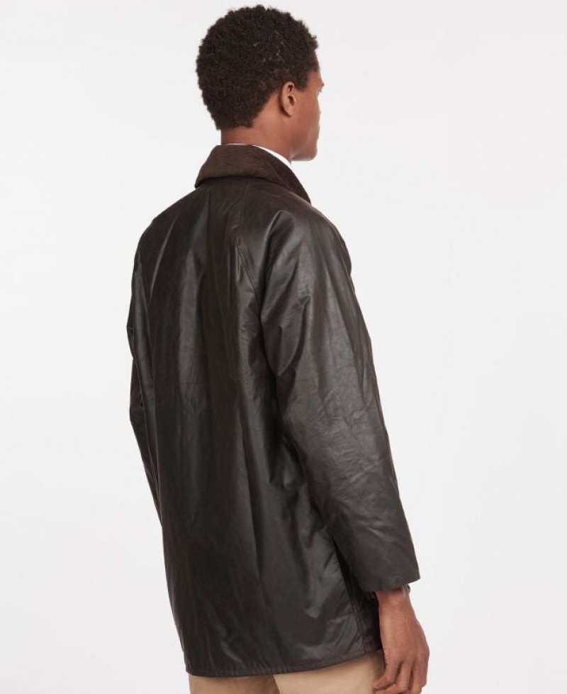 Dark Brown Men Barbour Beaufort® Waxed Jacket | US-6045GZVQS