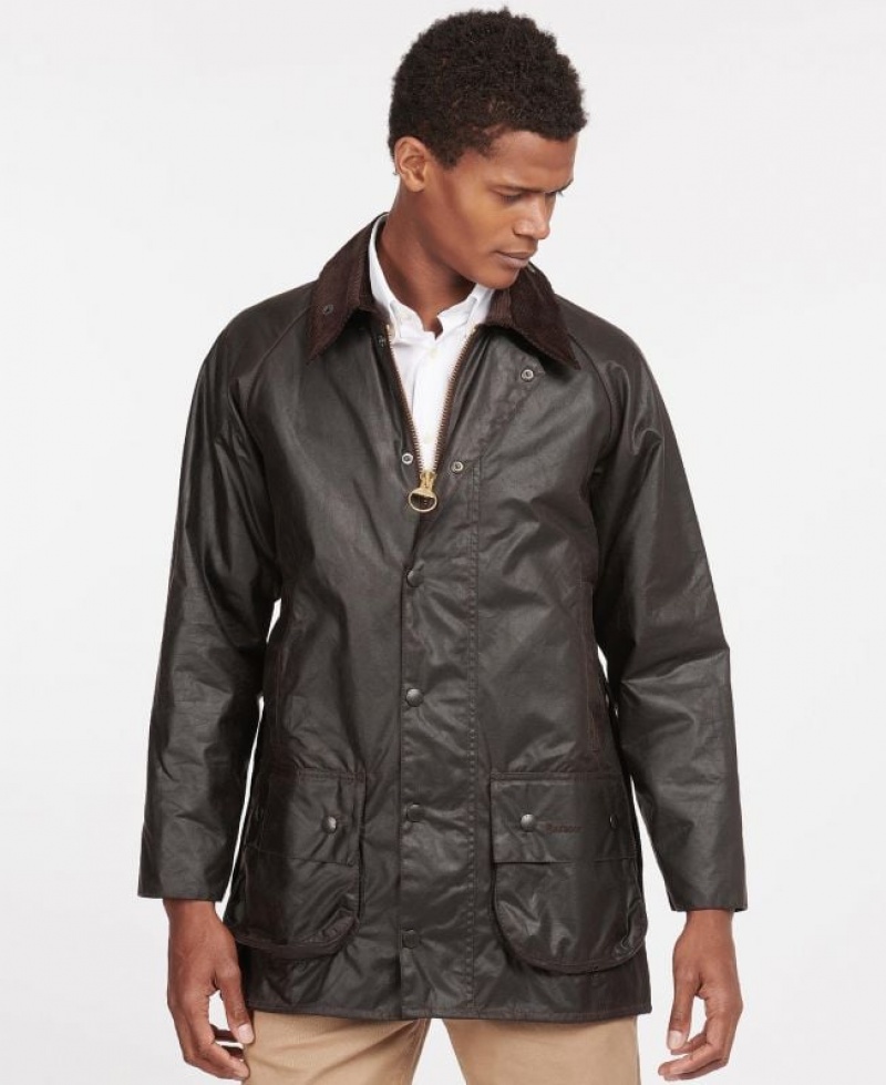 Dark Brown Men Barbour Beaufort® Waxed Jacket | US-6045GZVQS