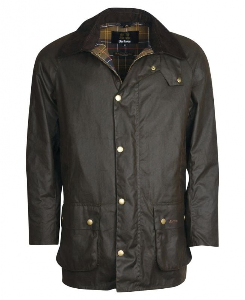 Dark Brown Men Barbour Beausby Waxed Jacket | US-7405NLJYS