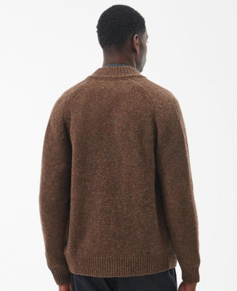 Dark Brown Men Barbour Calder Zip Through Sweater | US-7618QULRF