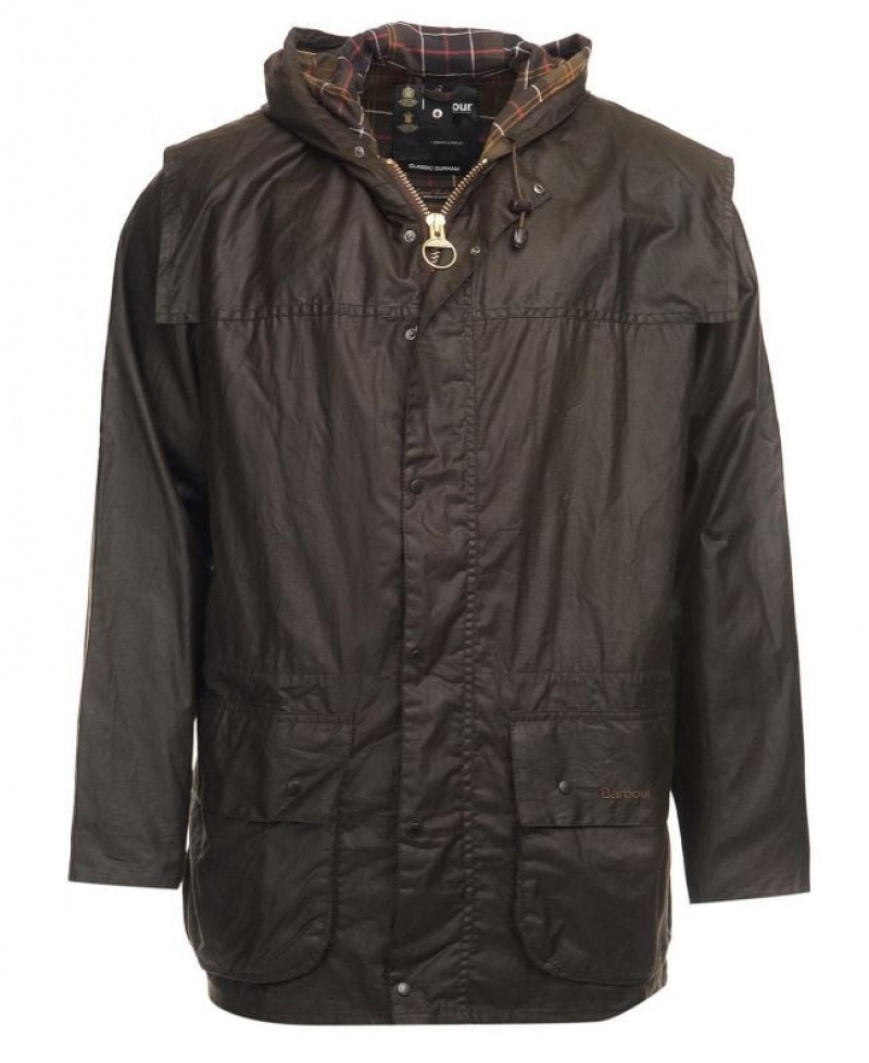 Dark Brown Men Barbour Classic Durham® Waxed Jacket | US-3897ZIFNO