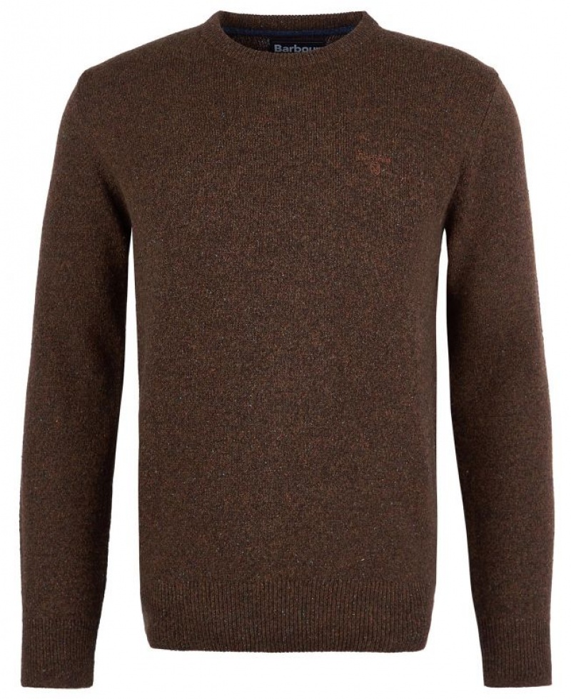 Dark Brown Men Barbour Essential Tisbury Crew-Neck Sweatshirt | US-6407OKHIA