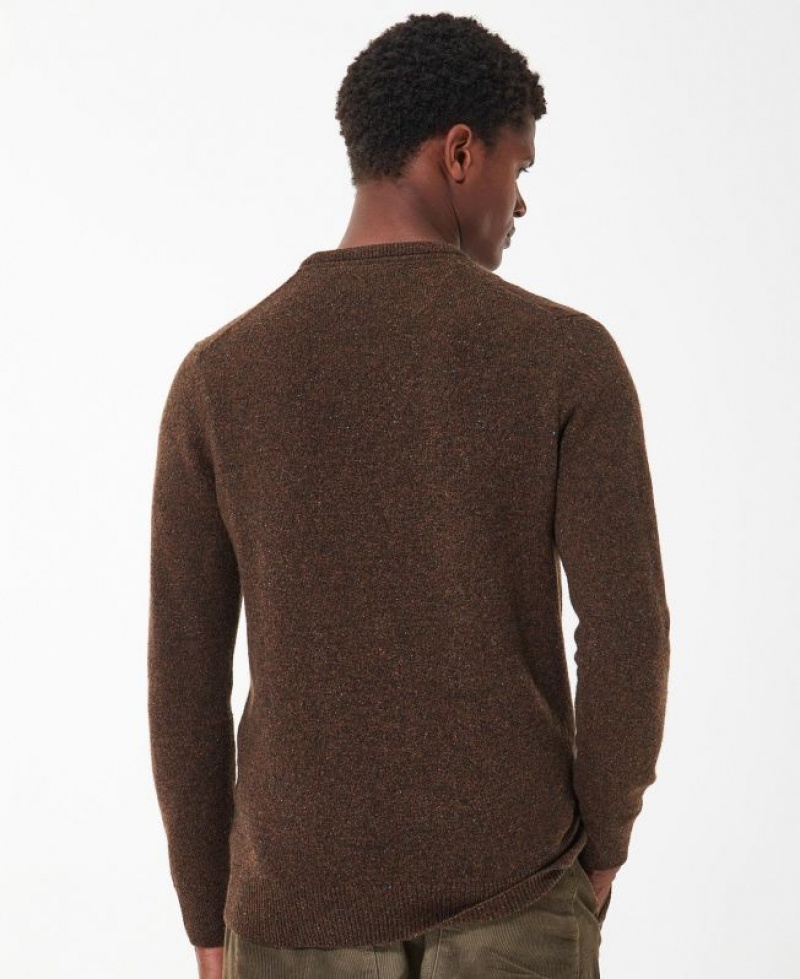 Dark Brown Men Barbour Essential Tisbury Crew-Neck Sweatshirt | US-6407OKHIA