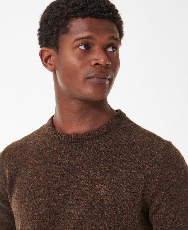 Dark Brown Men Barbour Essential Tisbury Crew-Neck Sweatshirt | US-6407OKHIA