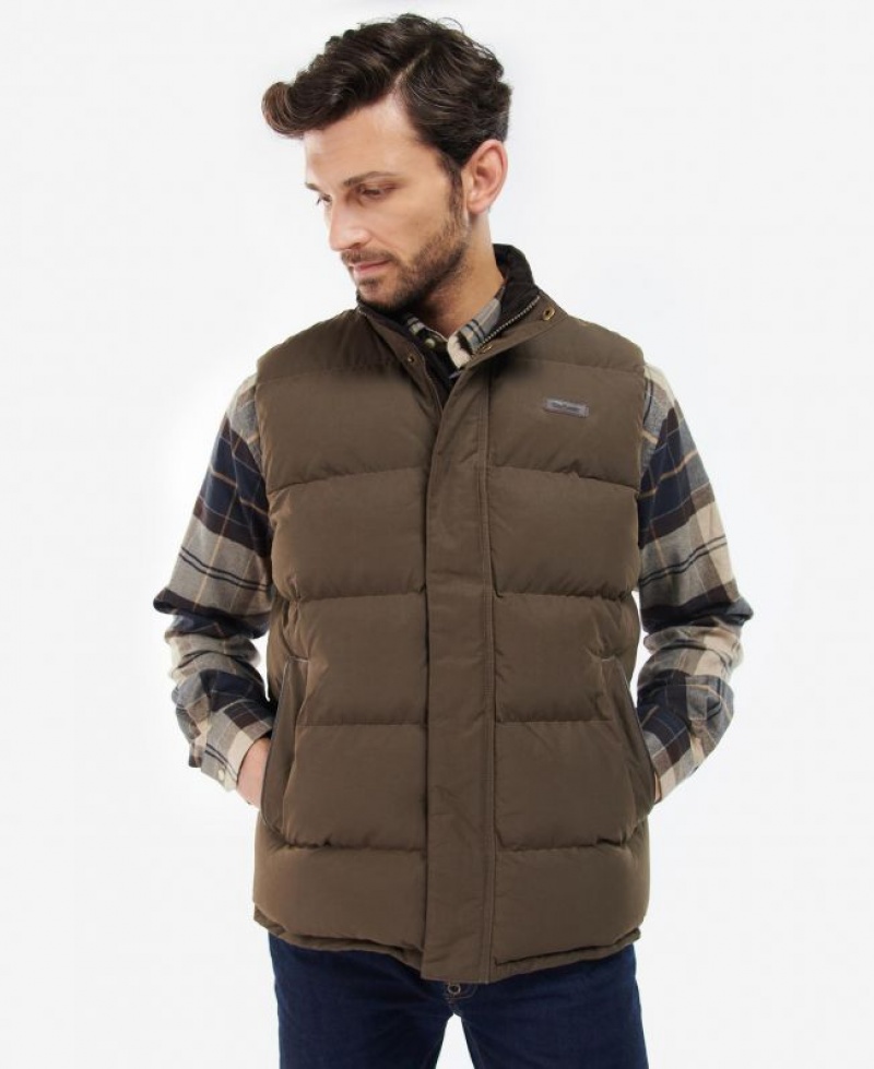 Dark Brown Men Barbour Fontwell Vest | US-0528QHLFV