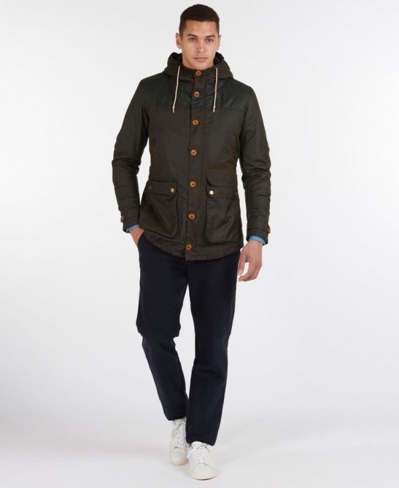 Dark Brown Men Barbour Game Waxed Cotton Parka Jacket | US-4891NVWPX