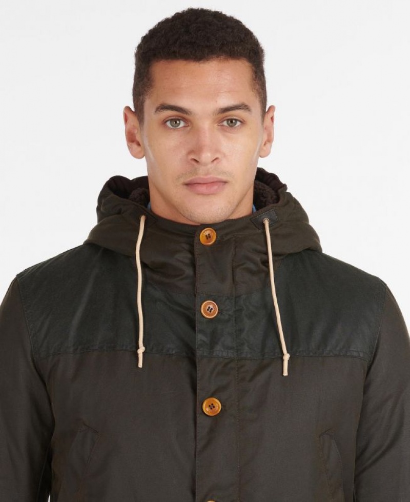 Dark Brown Men Barbour Game Waxed Cotton Parka Jacket | US-4891NVWPX