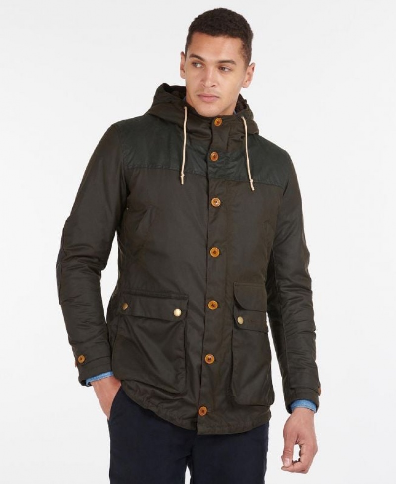 Dark Brown Men Barbour Game Waxed Cotton Parka Jacket | US-4891NVWPX