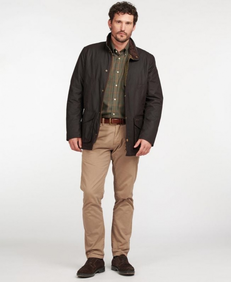 Dark Brown Men Barbour Hereford Waxed Jacket | US-4125LKDWO