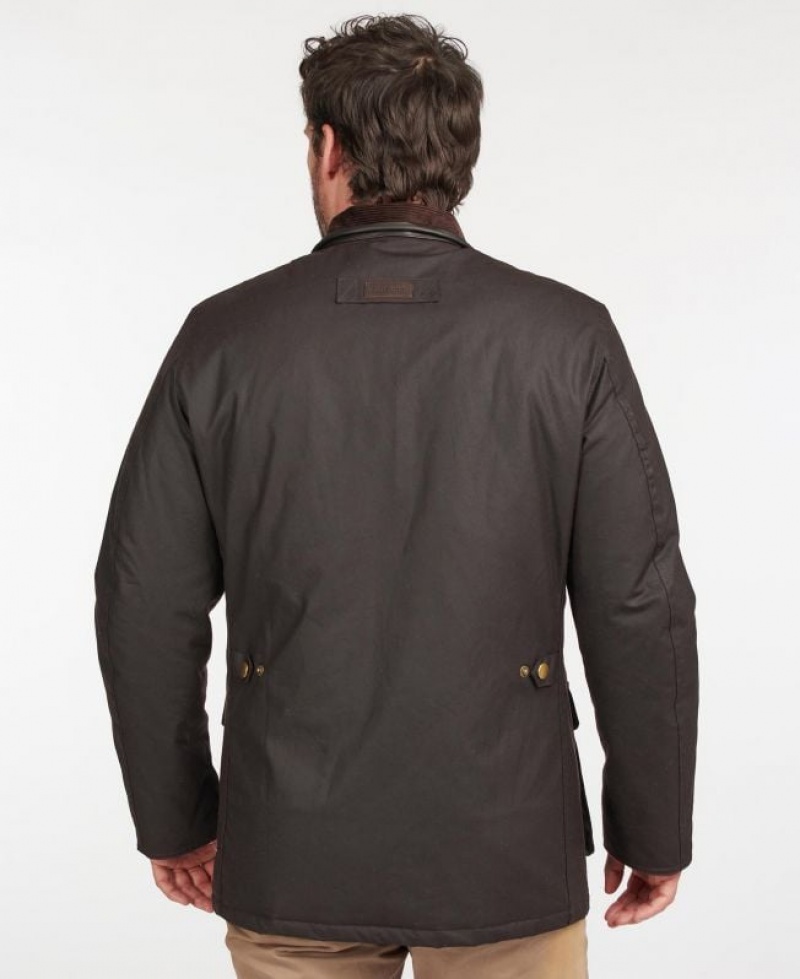 Dark Brown Men Barbour Hereford Waxed Jacket | US-4125LKDWO