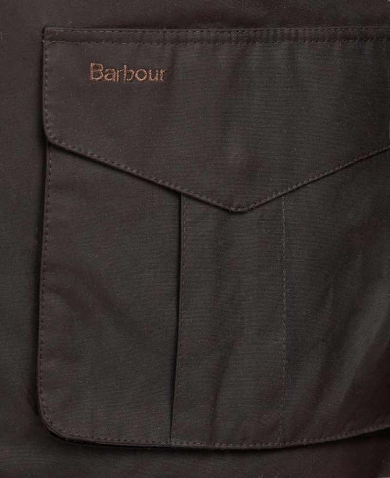 Dark Brown Men Barbour Hereford Waxed Jacket | US-4125LKDWO