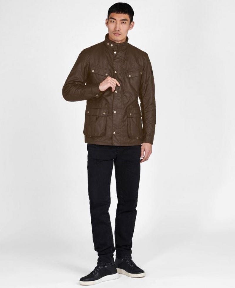 Dark Brown Men Barbour International Duke Waxed Jacket | US-3948SXFCG