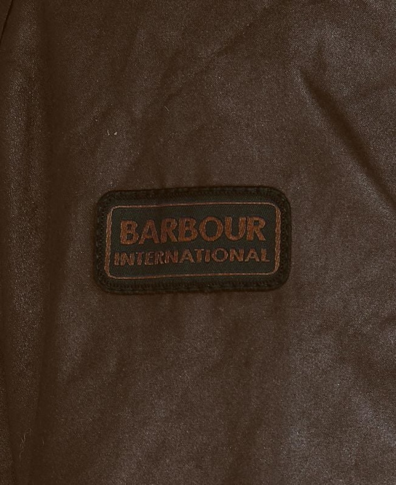 Dark Brown Men Barbour International Duke Waxed Jacket | US-3948SXFCG