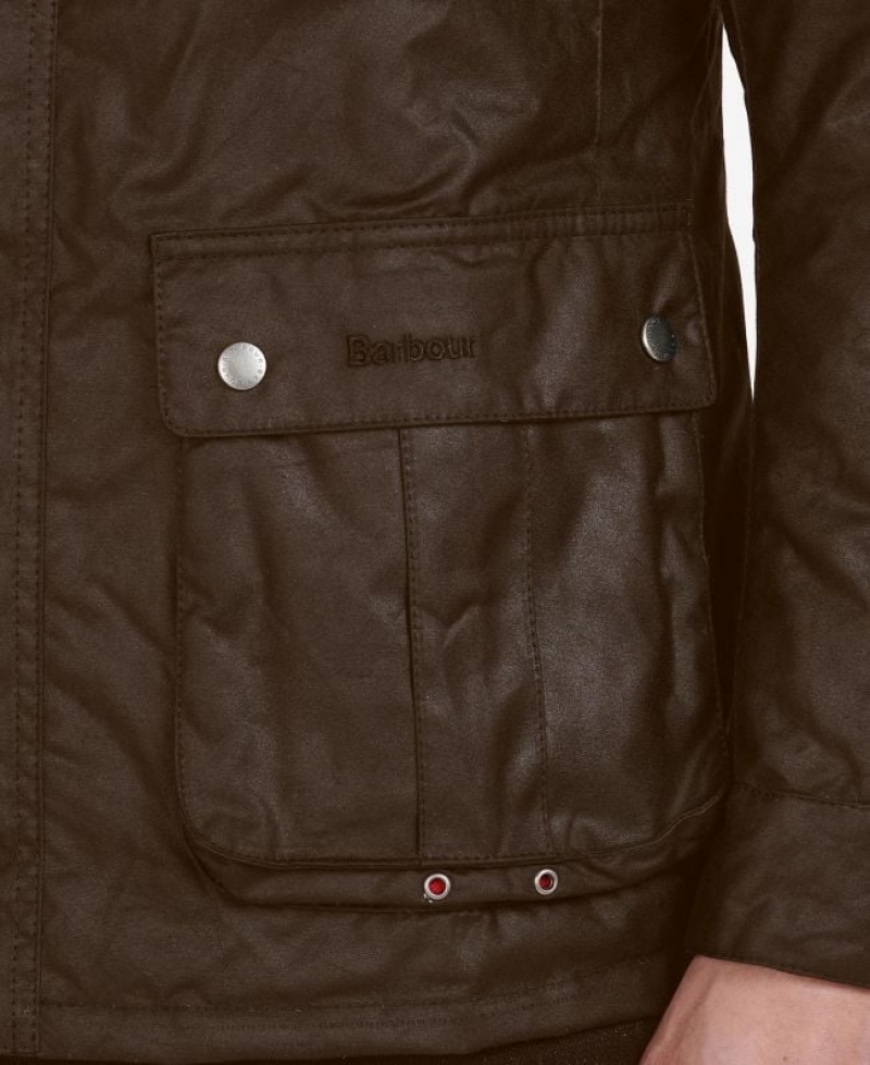 Dark Brown Men Barbour International Duke Waxed Jacket | US-3948SXFCG