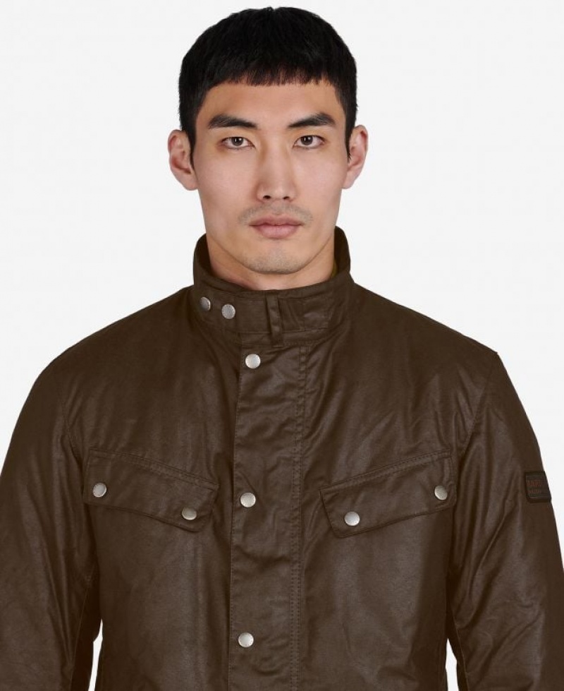 Dark Brown Men Barbour International Duke Waxed Jacket | US-3948SXFCG