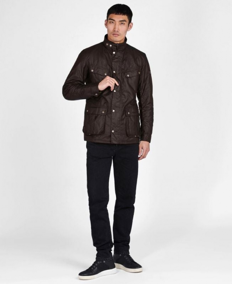 Dark Brown Men Barbour International Duke Waxed Jacket | US-0832CHLPV