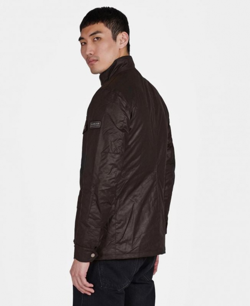 Dark Brown Men Barbour International Duke Waxed Jacket | US-0832CHLPV