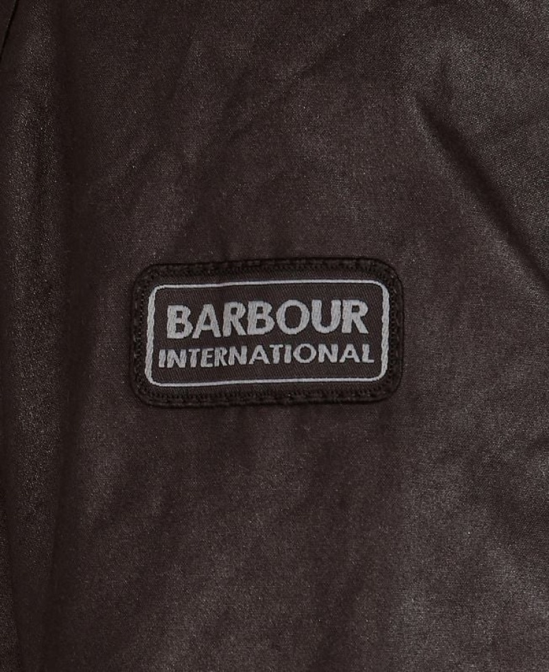 Dark Brown Men Barbour International Duke Waxed Jacket | US-0832CHLPV