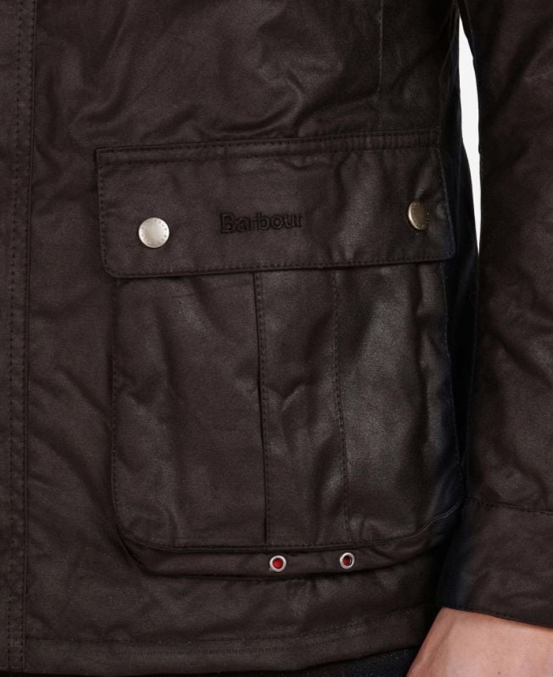 Dark Brown Men Barbour International Duke Waxed Jacket | US-0832CHLPV