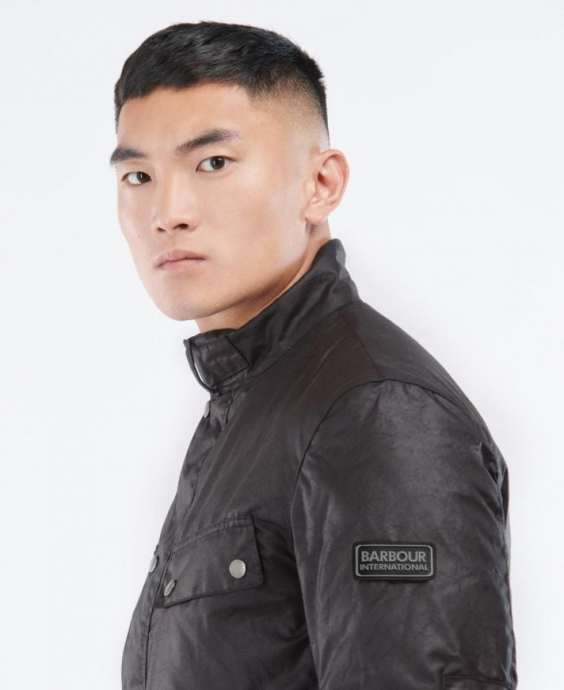 Dark Brown Men Barbour International Tourer Duke Waxed Jacket | US-8306PUVMQ