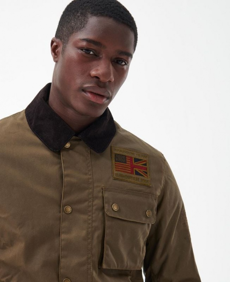 Dark Brown Men Barbour International Workers Waxed Jacket | US-9140KIFLY