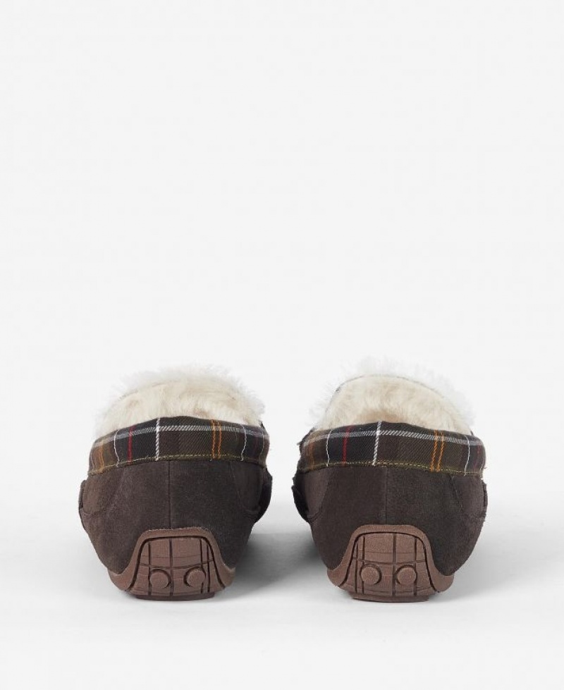 Dark Brown Men Barbour Martin Slippers | US-8659JZDOE