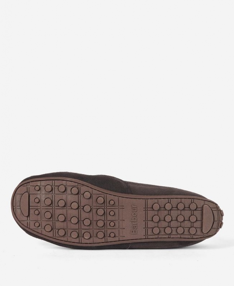 Dark Brown Men Barbour Martin Slippers | US-8659JZDOE