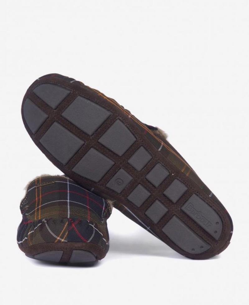 Dark Brown Men Barbour Monty Slippers | US-2085ZVFJW