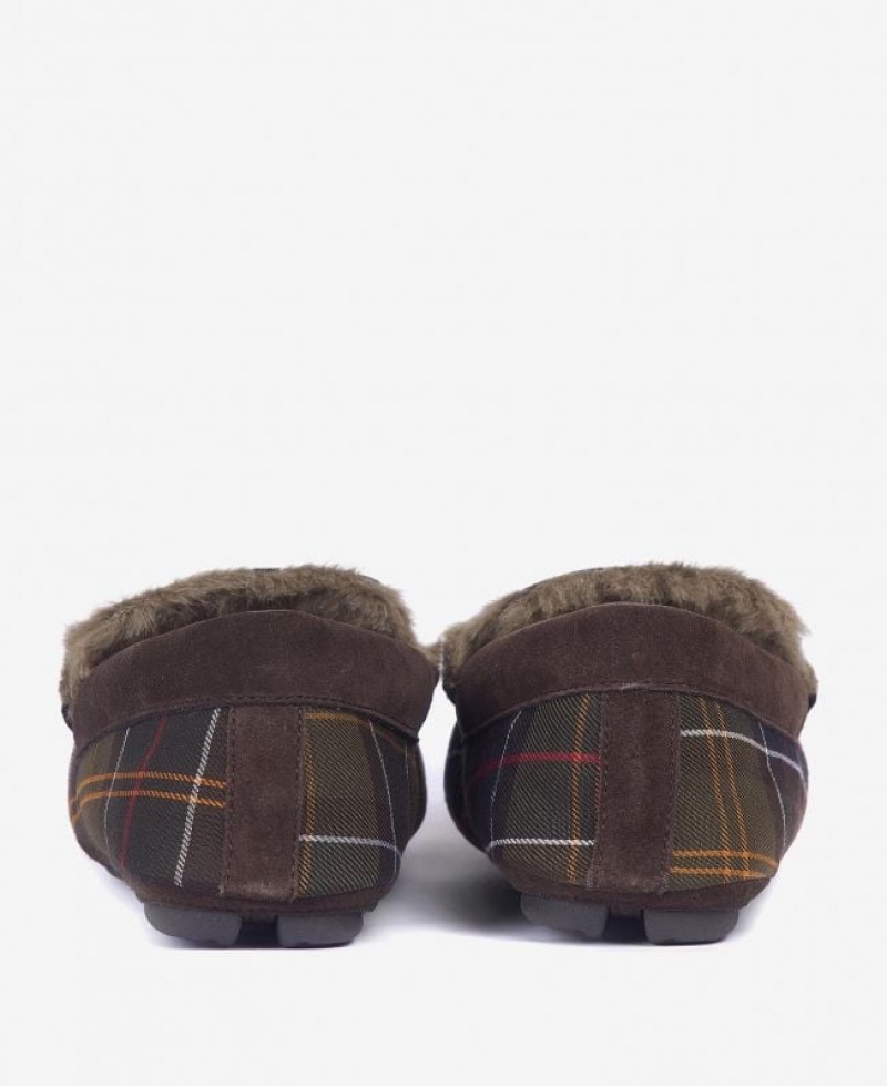 Dark Brown Men Barbour Monty Slippers | US-2085ZVFJW