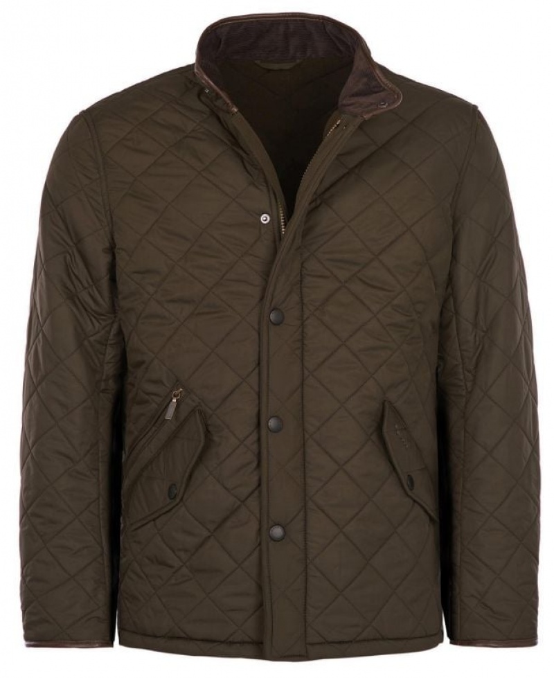 Dark Brown Men Barbour Powell Quilted Jacket | US-1582IKXTN