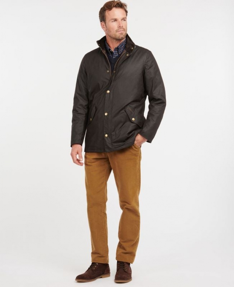 Dark Brown Men Barbour Prestbury Waxed Jacket | US-5078MVWGU