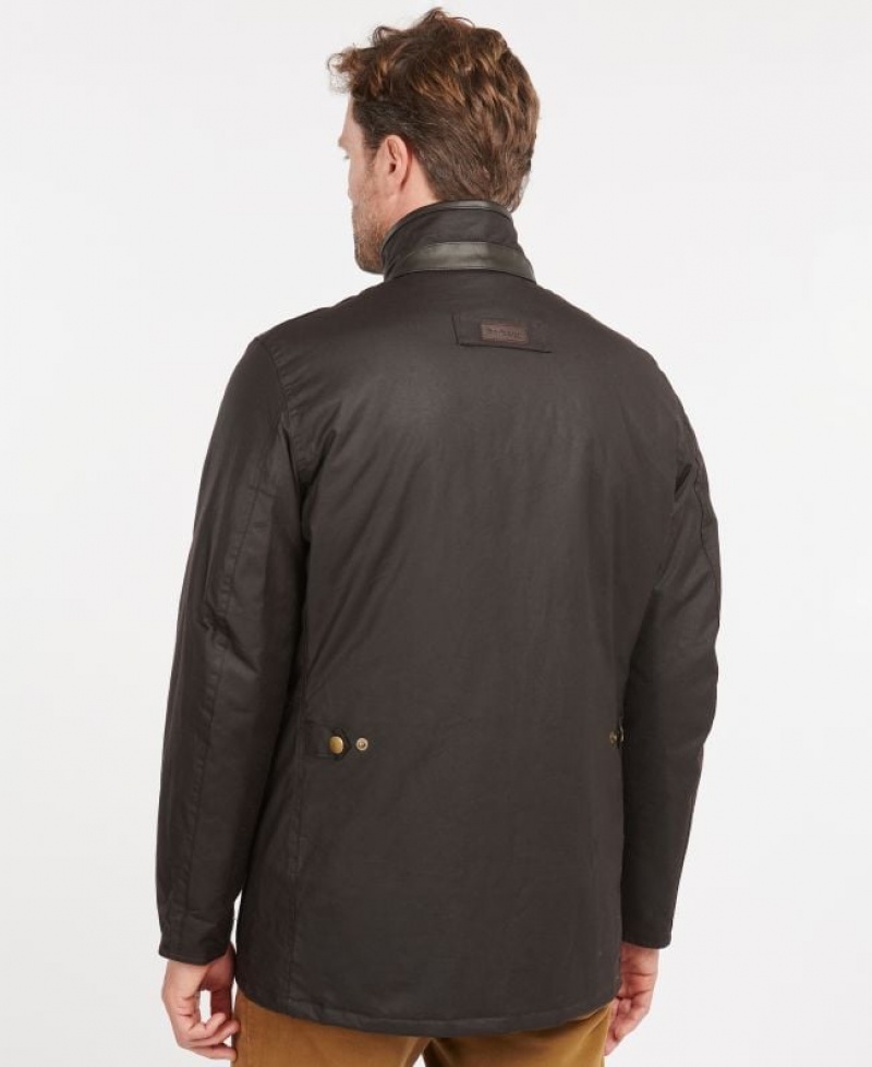 Dark Brown Men Barbour Prestbury Waxed Jacket | US-5078MVWGU