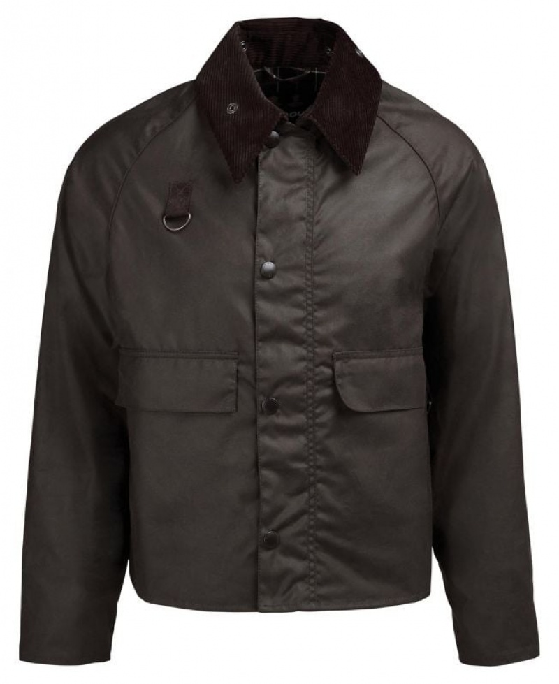 Dark Brown Men Barbour SL Spey Waxed Jacket | US-4916CNSVF