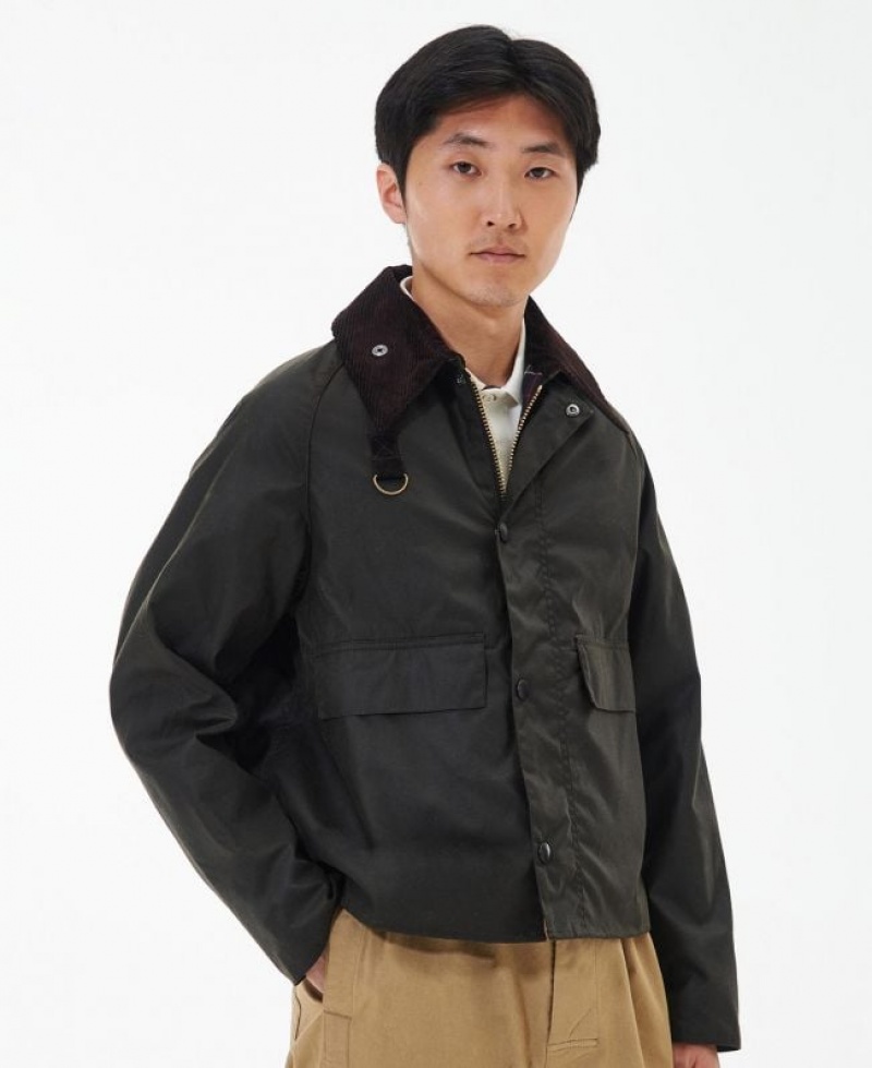 Dark Brown Men Barbour SL Spey Waxed Jacket | US-4916CNSVF