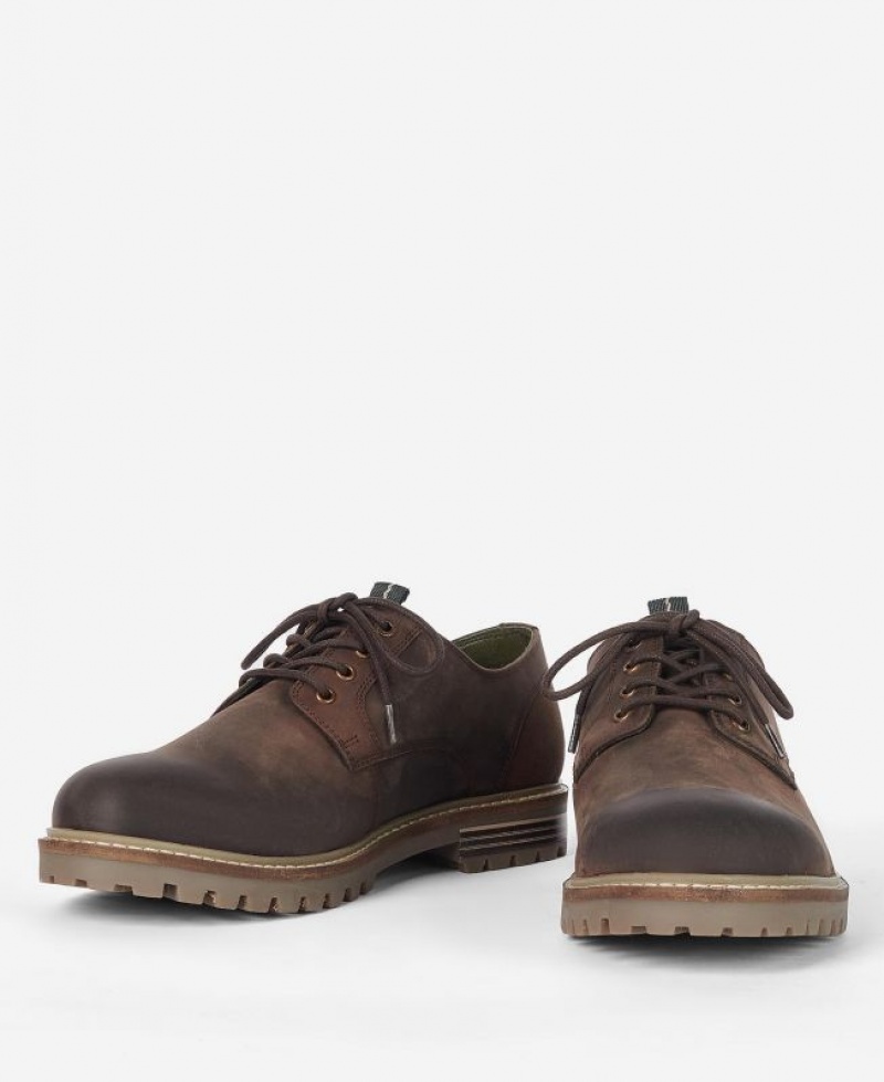 Dark Brown Men Barbour Sandstone Derby Shoes | US-3127IYNLO