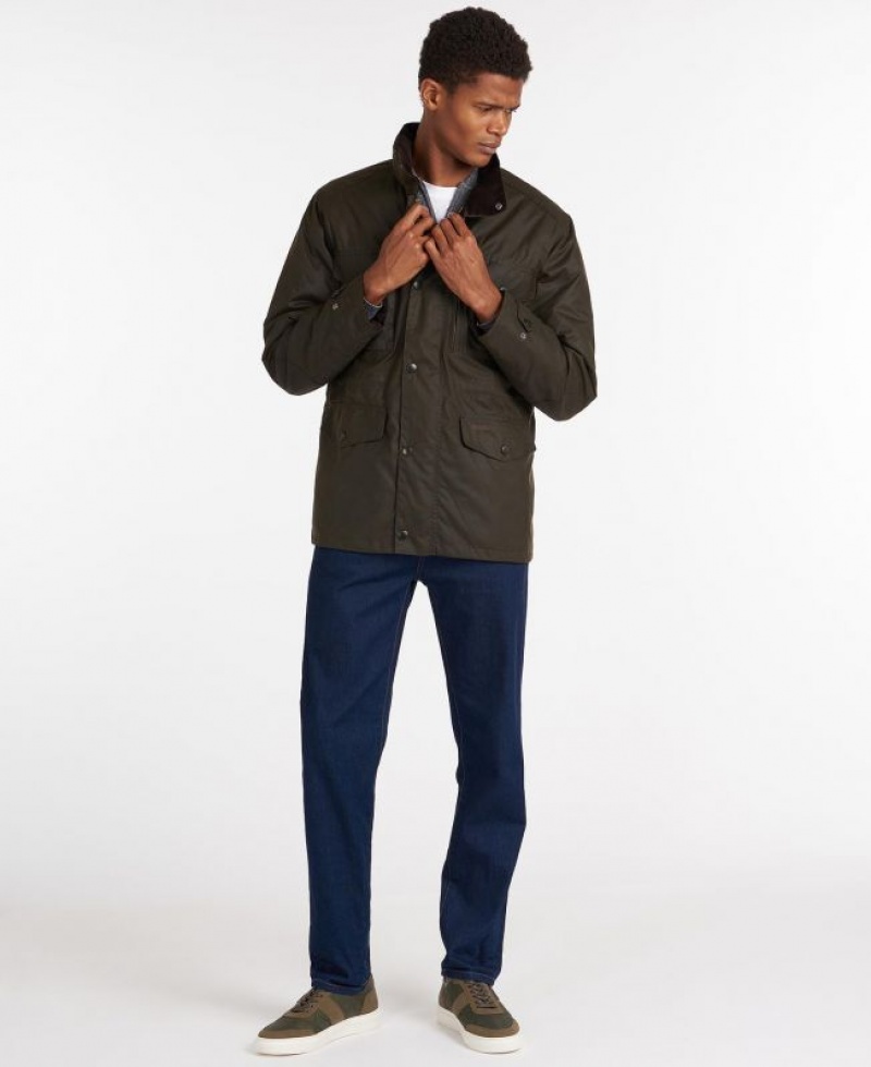 Dark Brown Men Barbour Sapper Waxed Jacket | US-4197AFQMB