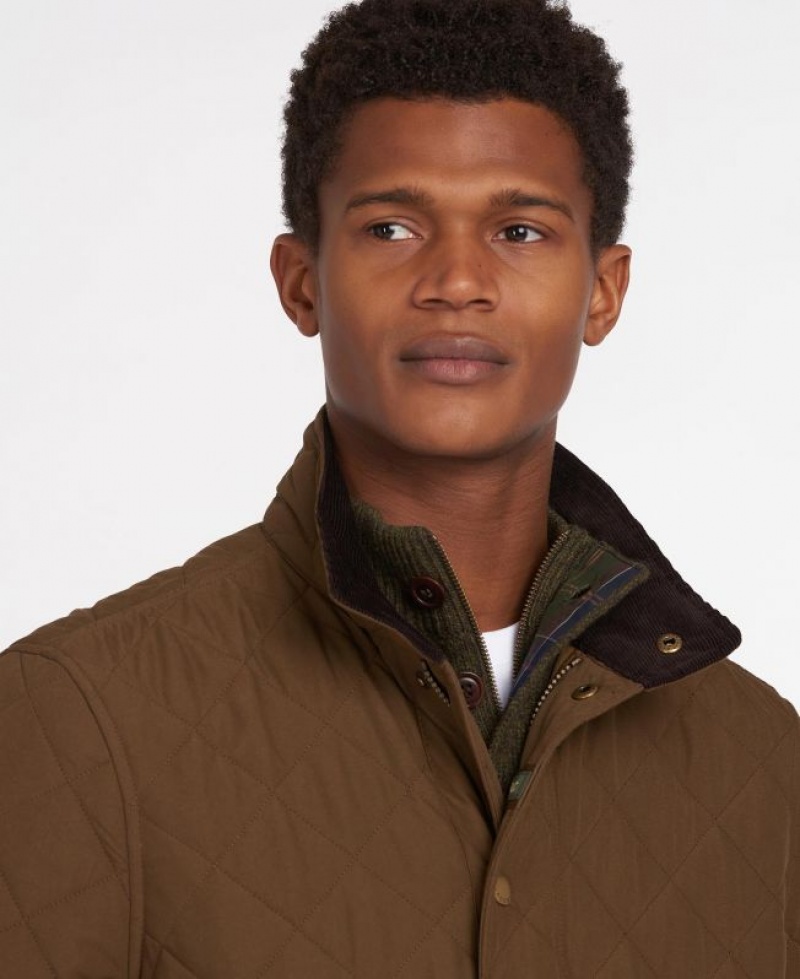 Dark Brown Men Barbour Shoveler Quilted Jacket | US-8539ZLQJC