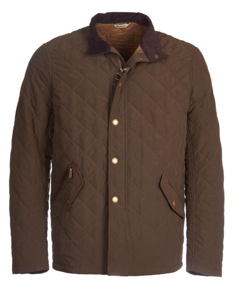 Dark Brown Men Barbour Shoveler Quilted Jacket | US-9276HPSRI