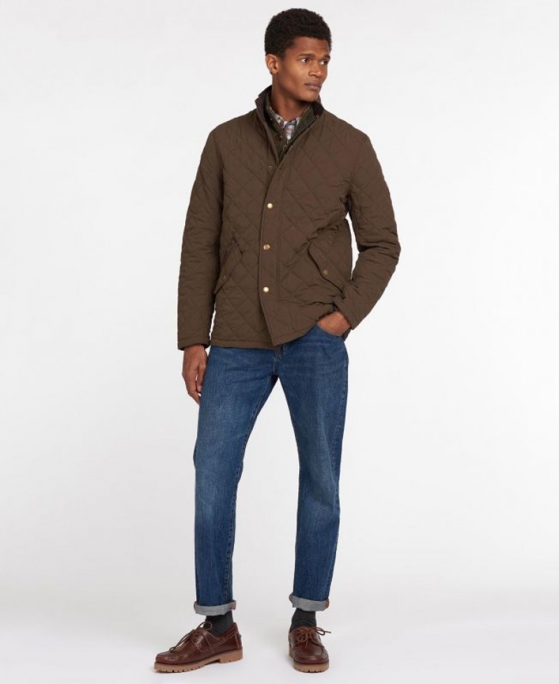 Dark Brown Men Barbour Shoveler Quilted Jacket | US-9276HPSRI