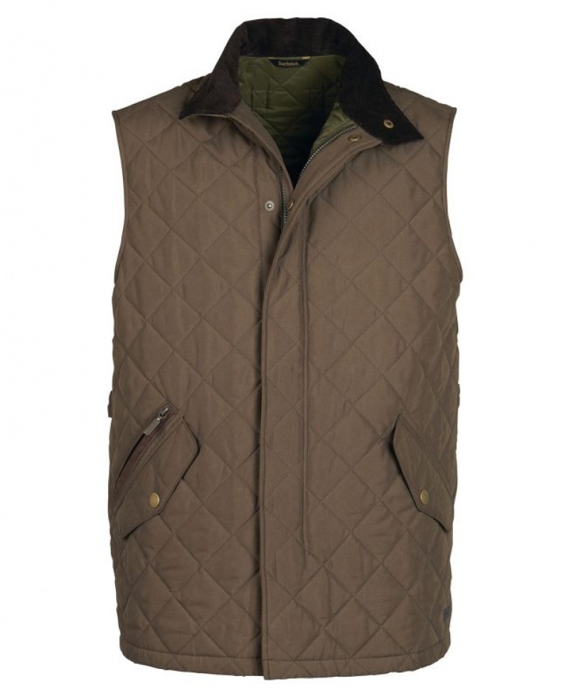 Dark Brown Men Barbour Shoveler Vest | US-5039RVZWA