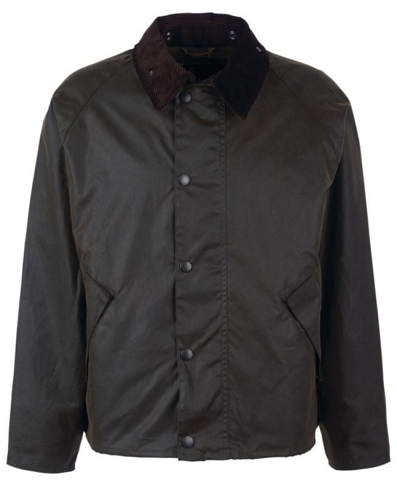 Dark Brown Men Barbour Transport Waxed Jacket | US-4367SQCOE