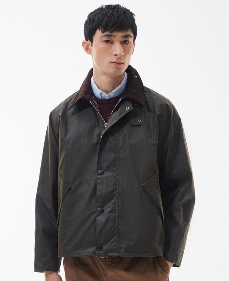 Dark Brown Men Barbour Transport Waxed Jacket | US-4367SQCOE