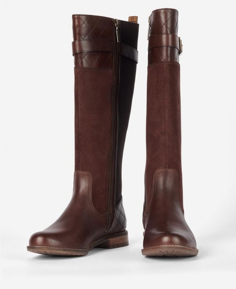 Dark Brown Women Barbour Ange Knee-High Boots | US-6974CSWUL